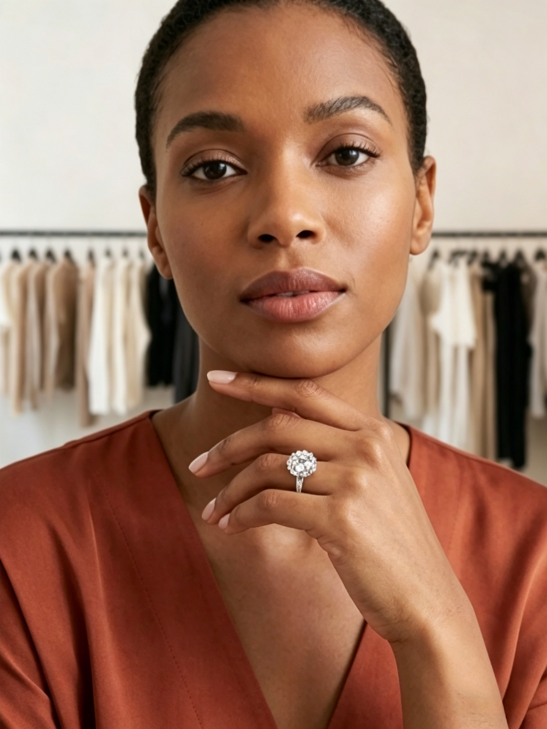 MSR.351 Celestial Statement Ring | 9.0mm Round Moissanite with Intricate Spiraling Accents | TARA AYARH LUNE