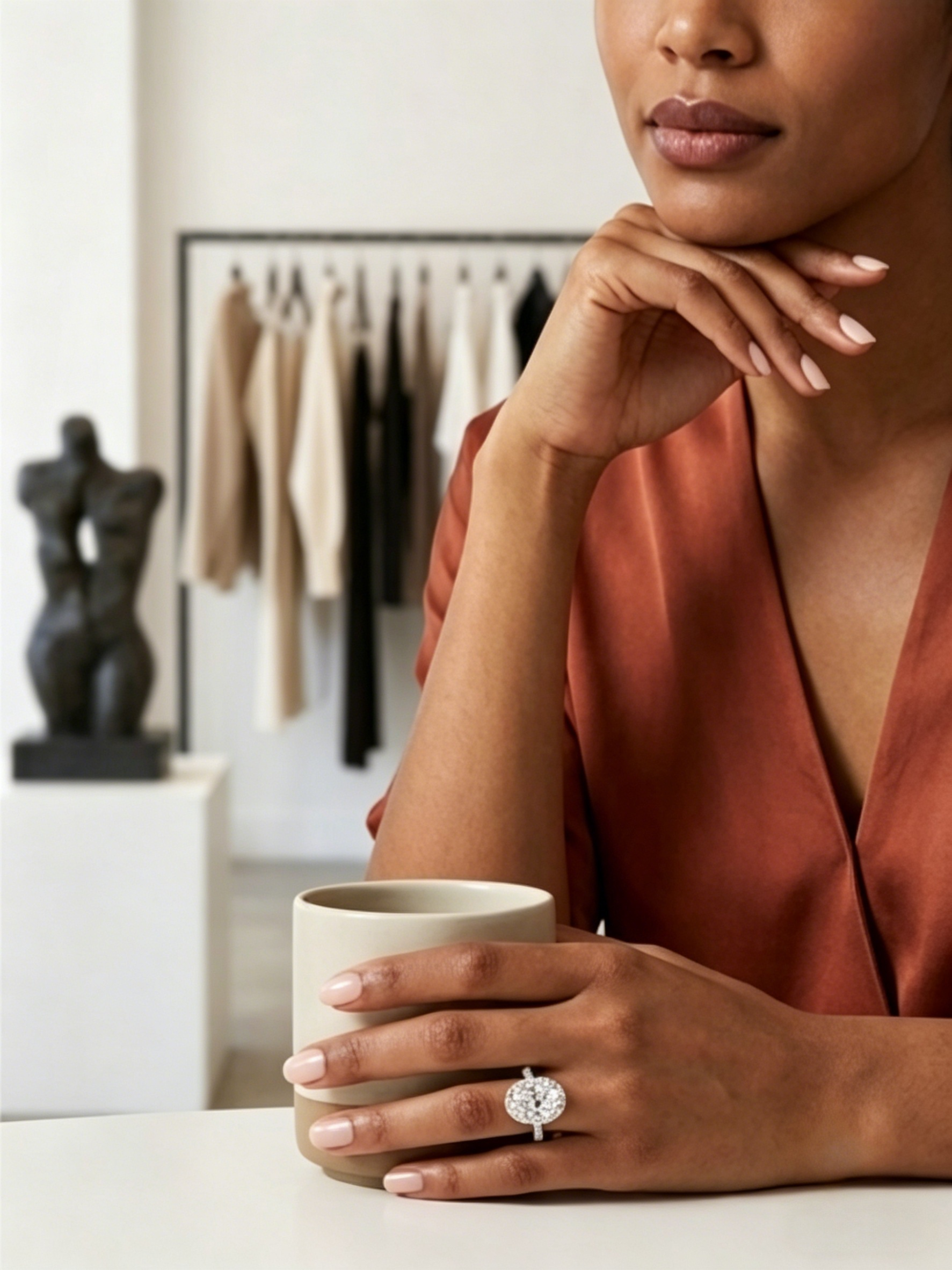 MSR.349 Majestic 3 Carat Oval Ring | 8x10mm Moissanite with Micropavé Halo | TARA AYARH LUNE