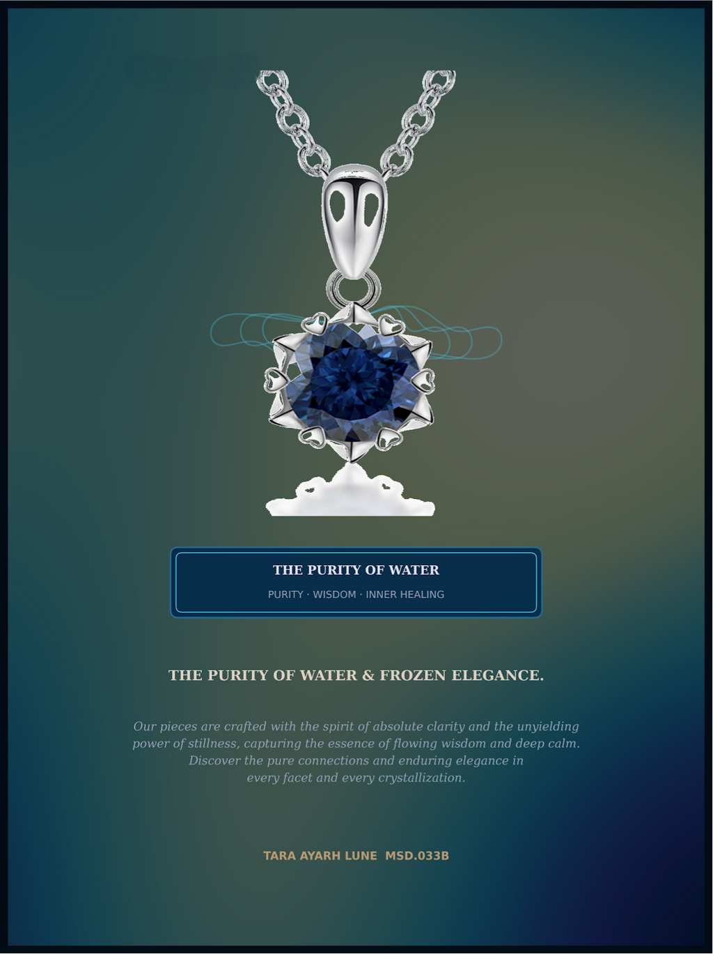 MSD.033B Luxury Blue Moissanite Snowflake Pendant Necklace | 2 Carat 100-Facet Radiant Cut