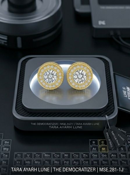 MSE.284 TARA AYARH LUNE | 2.0ctw Multi-Layer "Cake" Moissanite Stud Earrings in S925 Sterling Silver | 4 Editions: Classic, Midnight Black, & 18K Gold