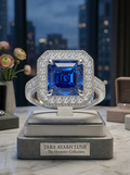MSR.427 The "Grand Horizon" Asscher-Cut Statement Ring — 3ct Moissanite in Verdant Green, Azure Blue, or Classic Ice