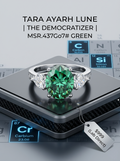 MSR.437Go7#The "Infinite Trinity" Statement Ring | 5ct Oval-Cut Green Moissanite with Pear Accents - Premier Lab Luxury Edition