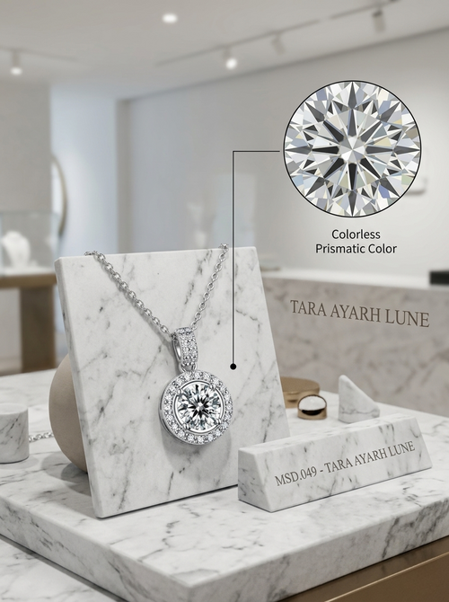 MSD.049|The "Stellar Halo" Grande Pendant | 2.0ct Lab-Grown Moissanite in Diamond-Encrust Pavilion