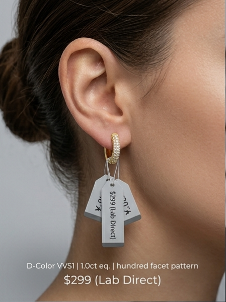 MSE.405J TARA AYARH LUNE | Triple-Row Micro-Pave Moissanite Huggie Hoop Earrings in 18K Gold Finish | S925 Sterling Silver "Eternal Glow" Hoops