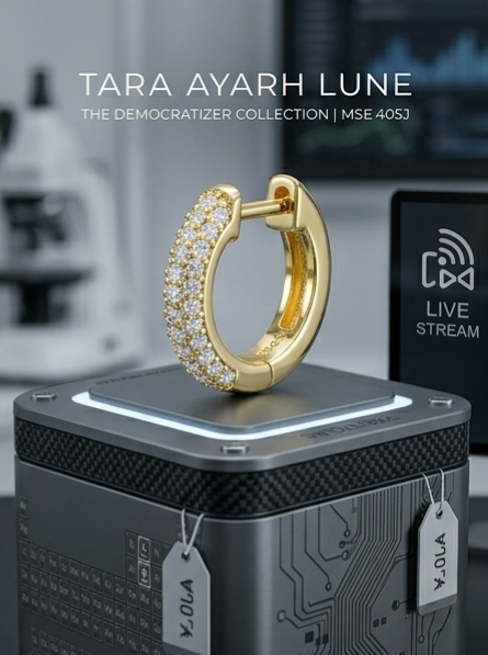 MSE.405J TARA AYARH LUNE | Triple-Row Micro-Pave Moissanite Huggie Hoop Earrings in 18K Gold Finish | S925 Sterling Silver "Eternal Glow" Hoops