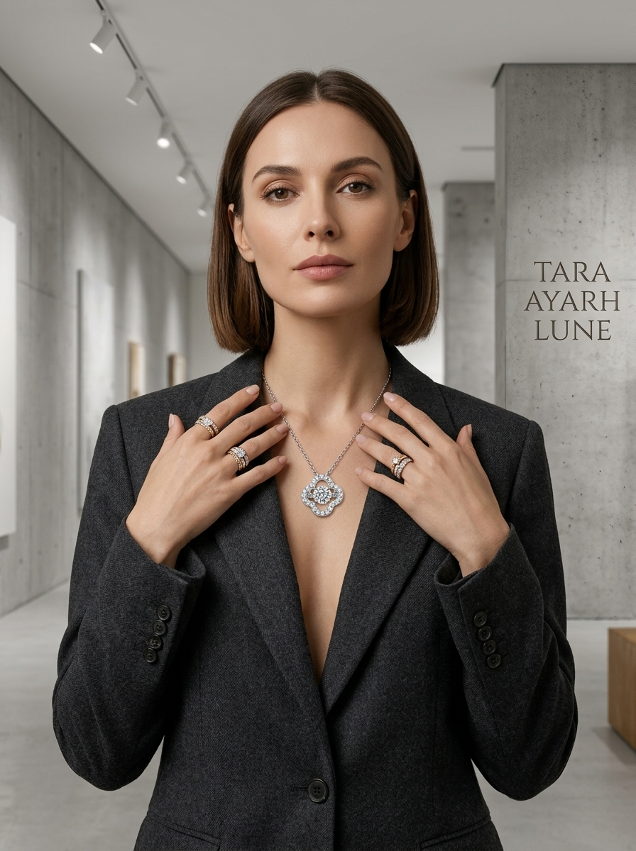 MSD.159|The "Eternal Motion" Dancing Clover Pendant | 0.5ct Round Moissanite in Kinetic Pavé Petal Setting