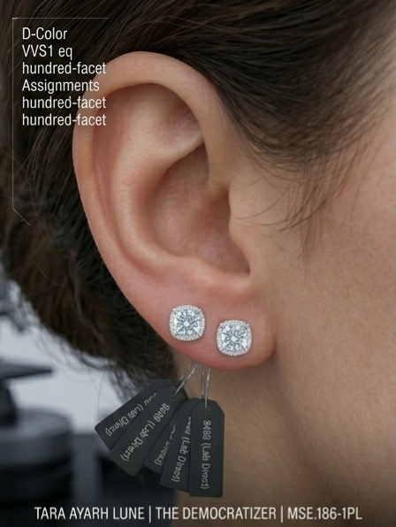 MSE.186-1PL TARA AYARH LUNE | 2.0ctw Radiant Halo Moissanite Stud Earrings in Genuine S925 Sterling Silver | Brilliant Round Cut with Cushion Halo