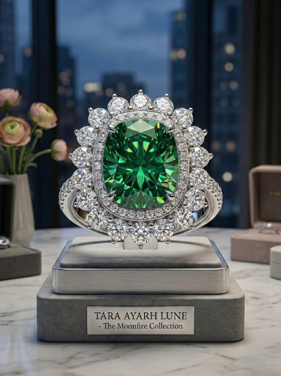 MSR.400Bo7#The Carbon Democratizer | 5ct Cushion-Cut "Space Rock" Moissanite Halo Ring - Future & Truth Edition