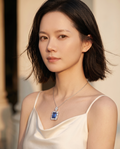 MSD.293B | "Midnight Ocean" 2-Carat Emerald-Cut Royal Blue Moissanite Star-Flashing Pendant