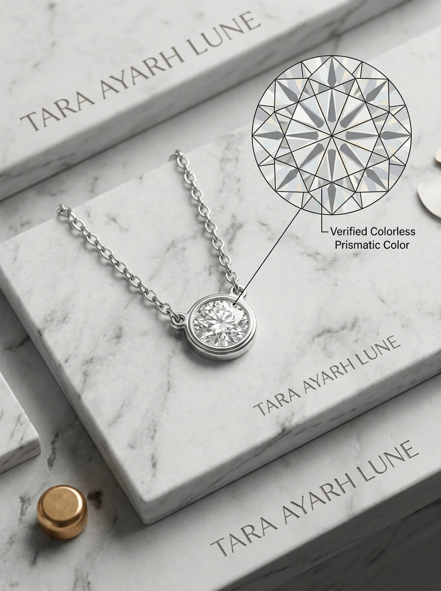 MSD.173|The "Orbital Pure" Bezel Pendant | 0.5ct Brilliant Round Moissanite in High-Polish Minimalist Frame