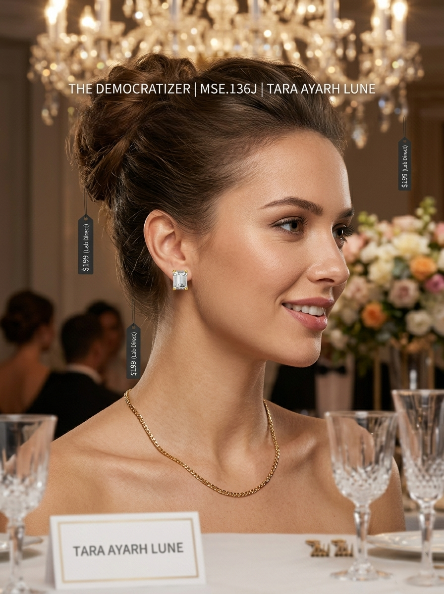 MSE.136 TARA AYARH LUNE | 2.0ctw Emerald-Cut Moissanite Stud Earrings in Genuine S925 Sterling Silver (Classic & 18K Gold Plated)