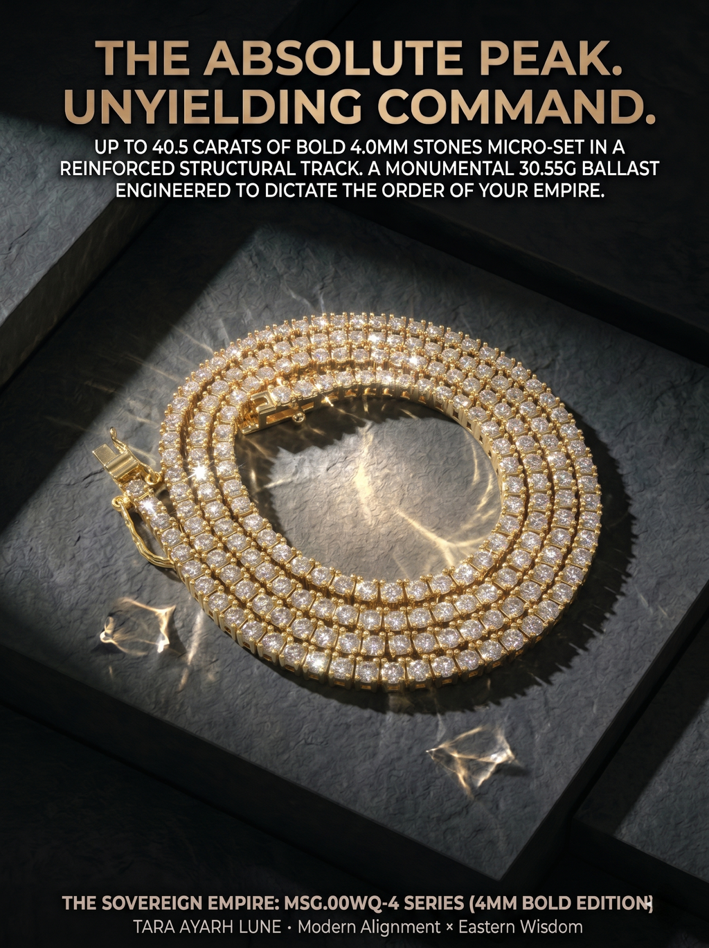 (MSG.00WQ-4 Series)The Sovereign Empire 4mm Bold Moissanite Tennis Chain