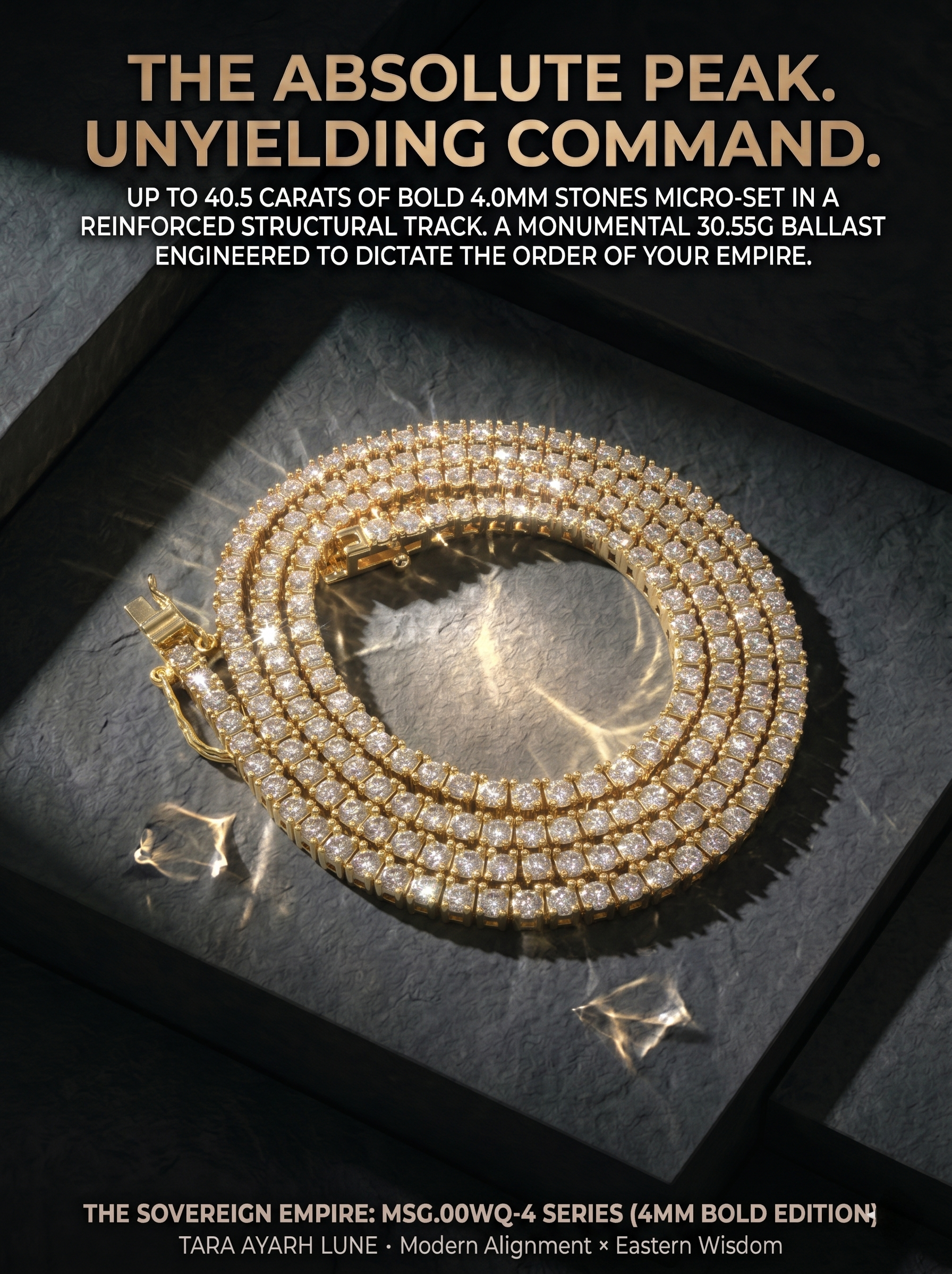 (MSG.00WQ-4 Series)The Sovereign Empire 4mm Bold Moissanite Tennis Chain