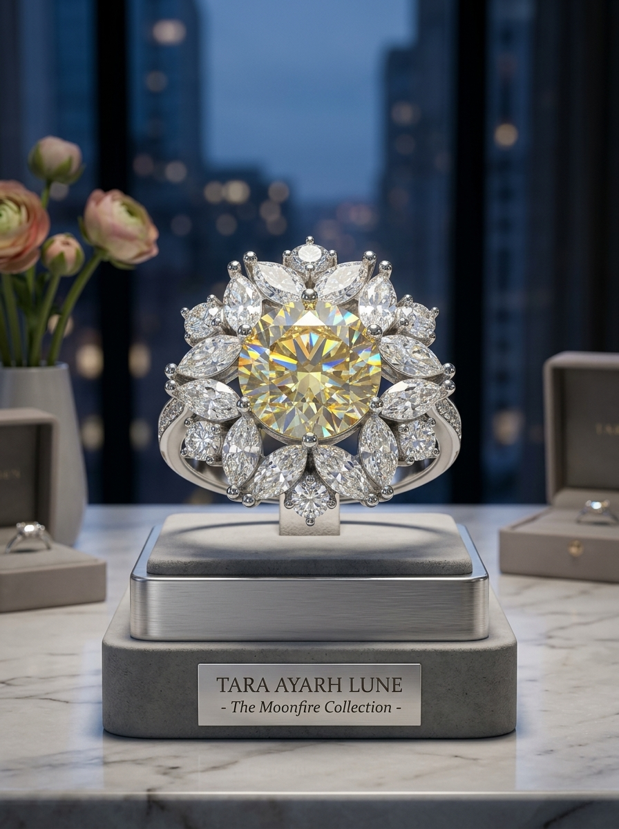 MSR.379 Series | 9mm Century-Cut Moissanite Bloom Ring | Azure, Emerald & Canary