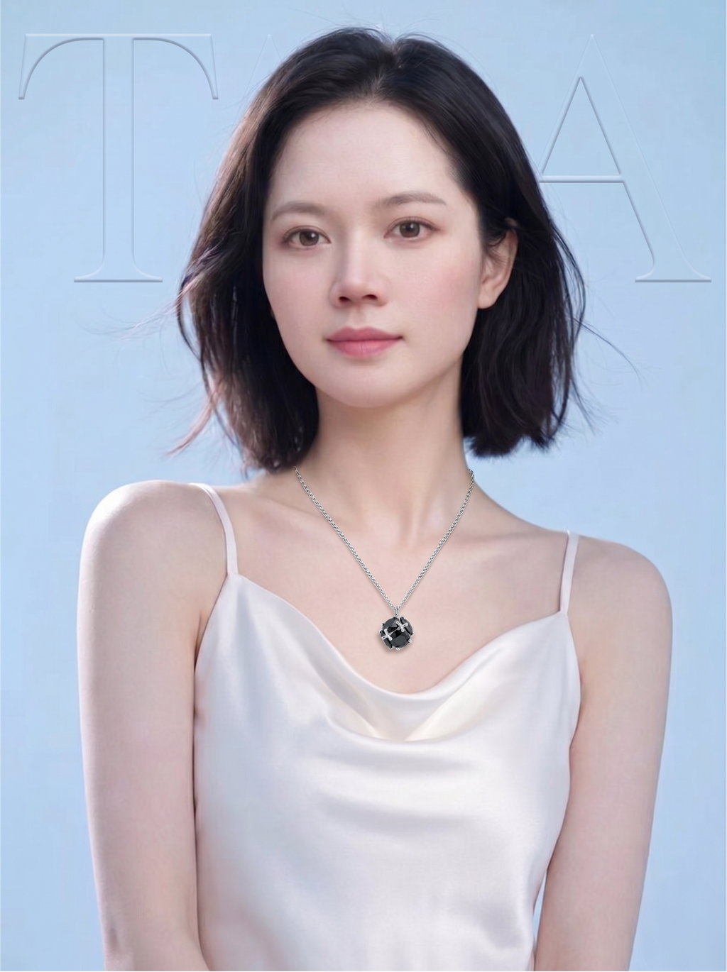 MSD.497K | "Gravity Sphere" 3D Cage Hollow Round-Cut Black Moissanite Geometric Pendant Necklace