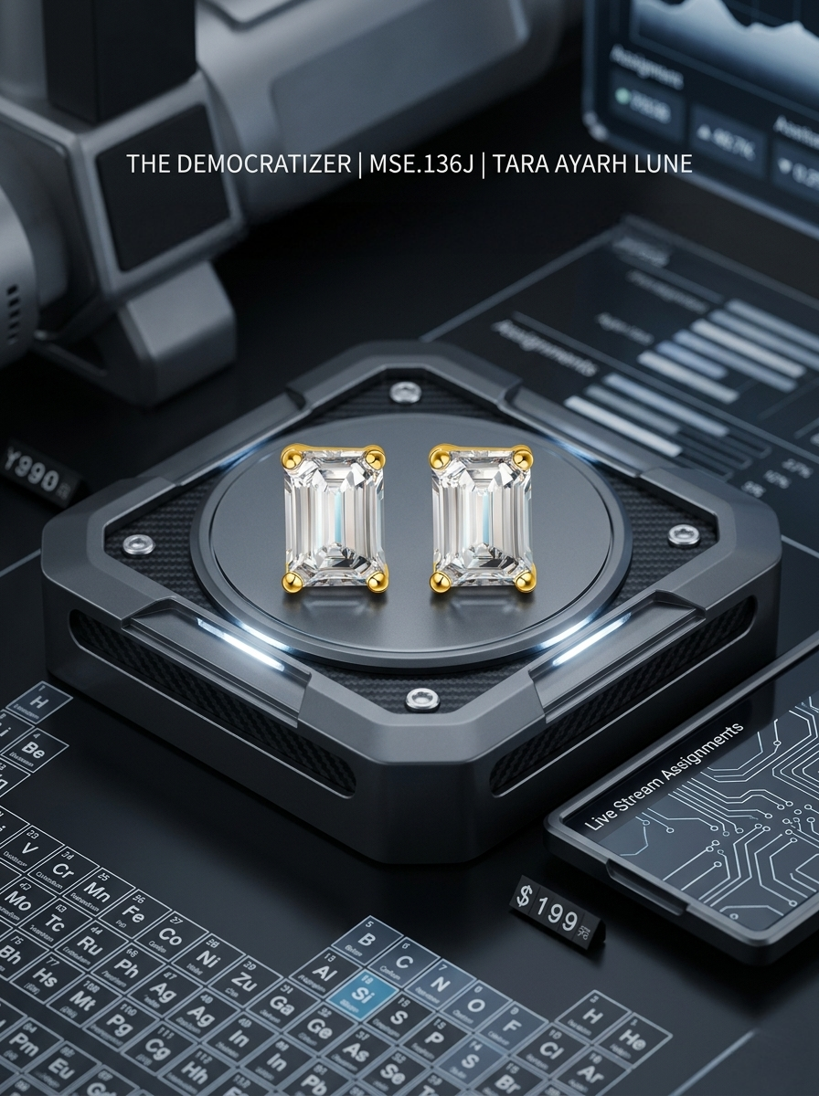 MSE.136 TARA AYARH LUNE | 2.0ctw Emerald-Cut Moissanite Stud Earrings in Genuine S925 Sterling Silver (Classic & 18K Gold Plated)