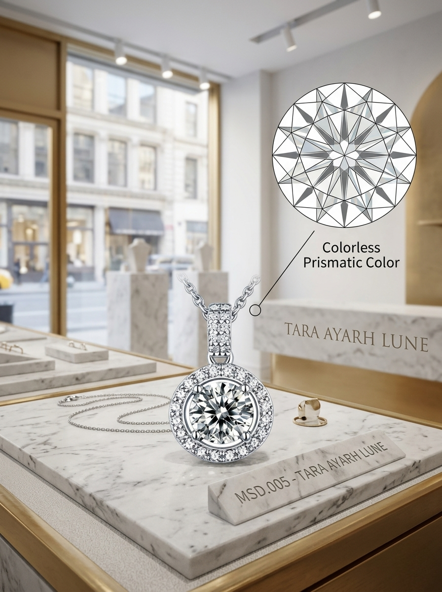 MSD.050|The "Galactic Halo" Grande Pendant | 3.0ct Brilliant Round-Cut Moissanite in Diamond-Encrusted Setting