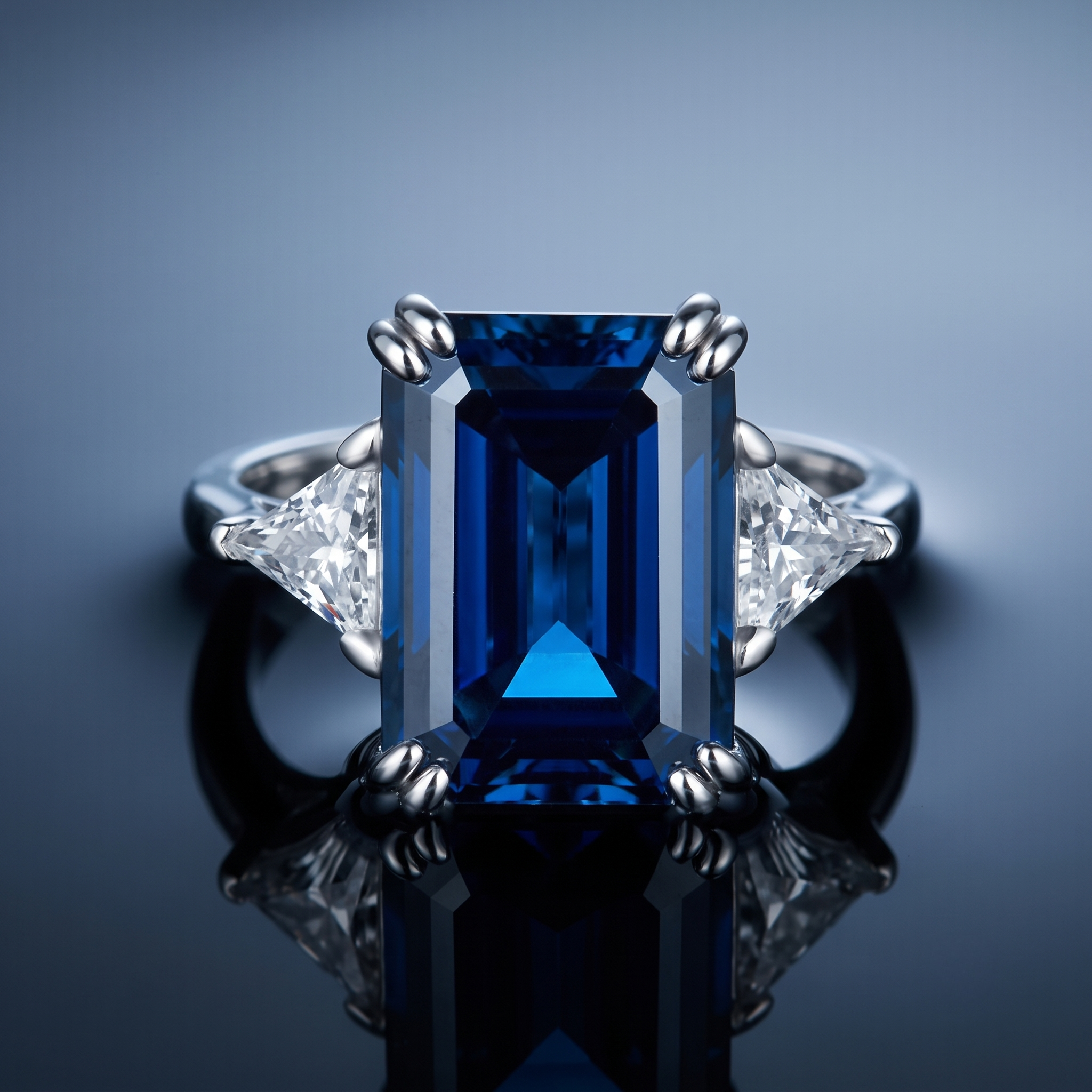The Sovereign Pillar 10ct Emerald-Cut Moissanite Statement Ring (MSR.439 Series)
