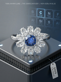 MSR.433 The "Royal Bloom" Grand Statement Ring | 3.5ct Cushion-Cut Moissanite Floral Halo - High-Definition Radiance Trio