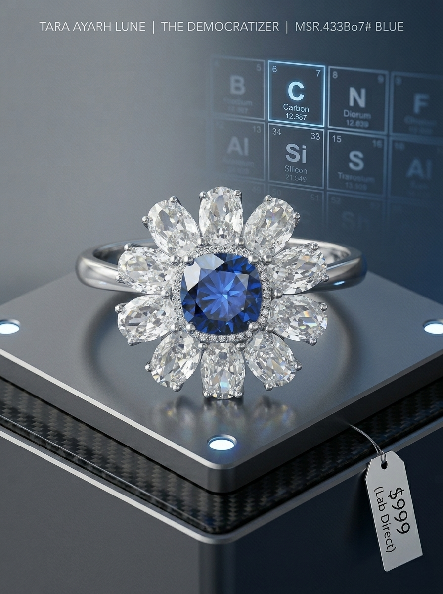 MSR.433 The "Royal Bloom" Grand Statement Ring | 3.5ct Cushion-Cut Moissanite Floral Halo - High-Definition Radiance Trio