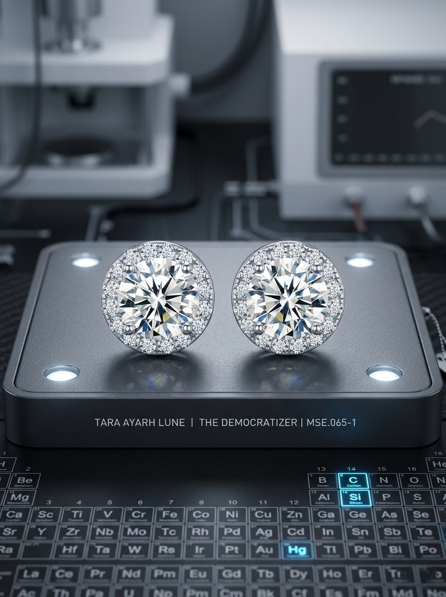 MSE.065 TARA AYARH LUNE "The New Era" Halo Studs | 1.3ctw Lab Moissanite in Classic, 14K Gold & Midnight Black Editions