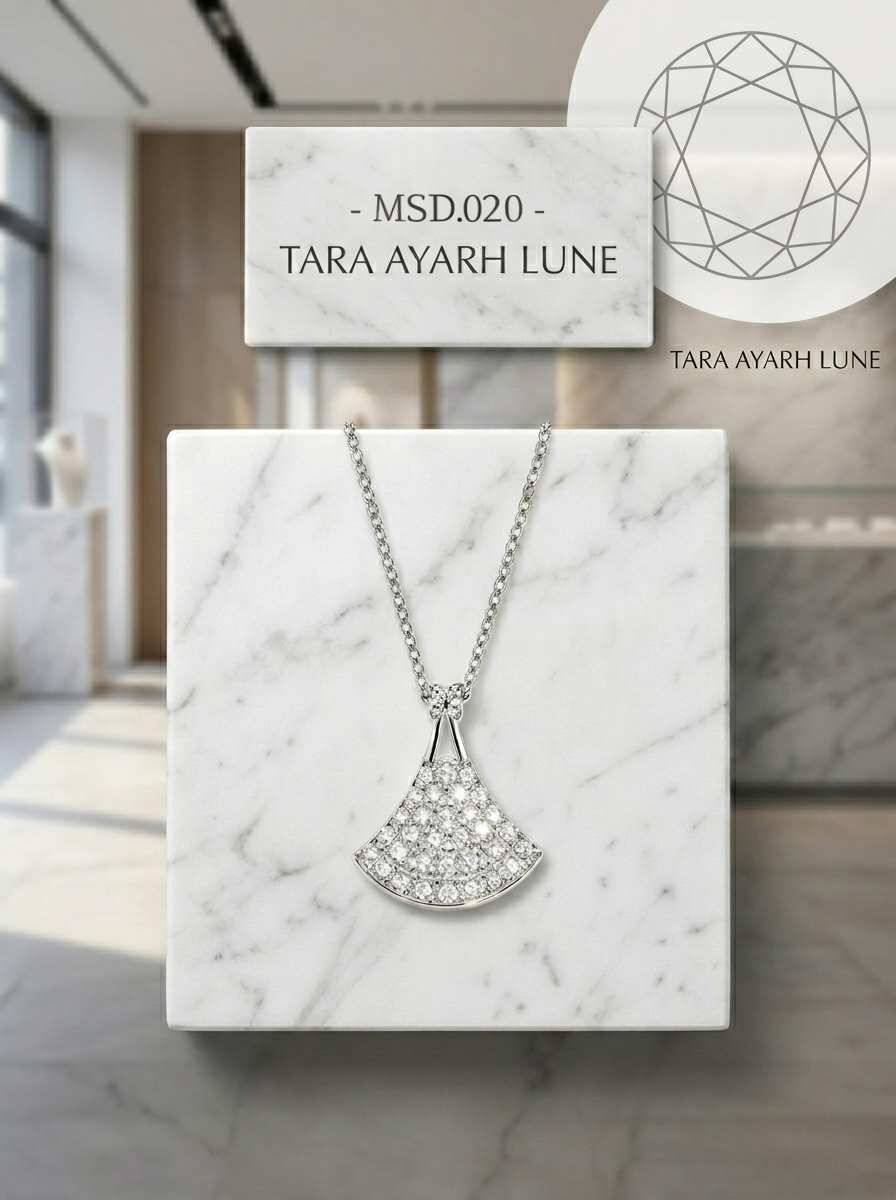 MSD.020 | The "Pavé Fan" Pendant: A Mosaic of Lab-Grown Moissanite in a Fluid Art-Deco Silhouette