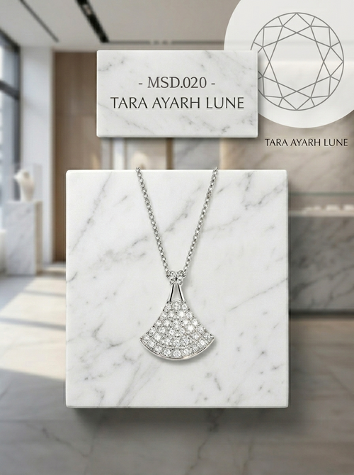 MSD.020 | The "Pavé Fan" Pendant: A Mosaic of Lab-Grown Moissanite in a Fluid Art-Deco Silhouette