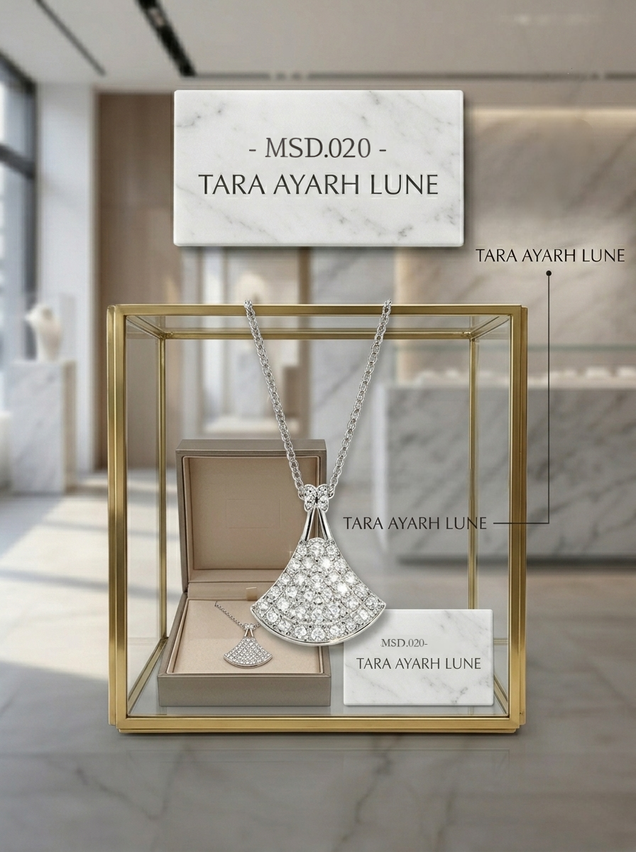 MSD.020 | The "Pavé Fan" Pendant: A Mosaic of Lab-Grown Moissanite in a Fluid Art-Deco Silhouette