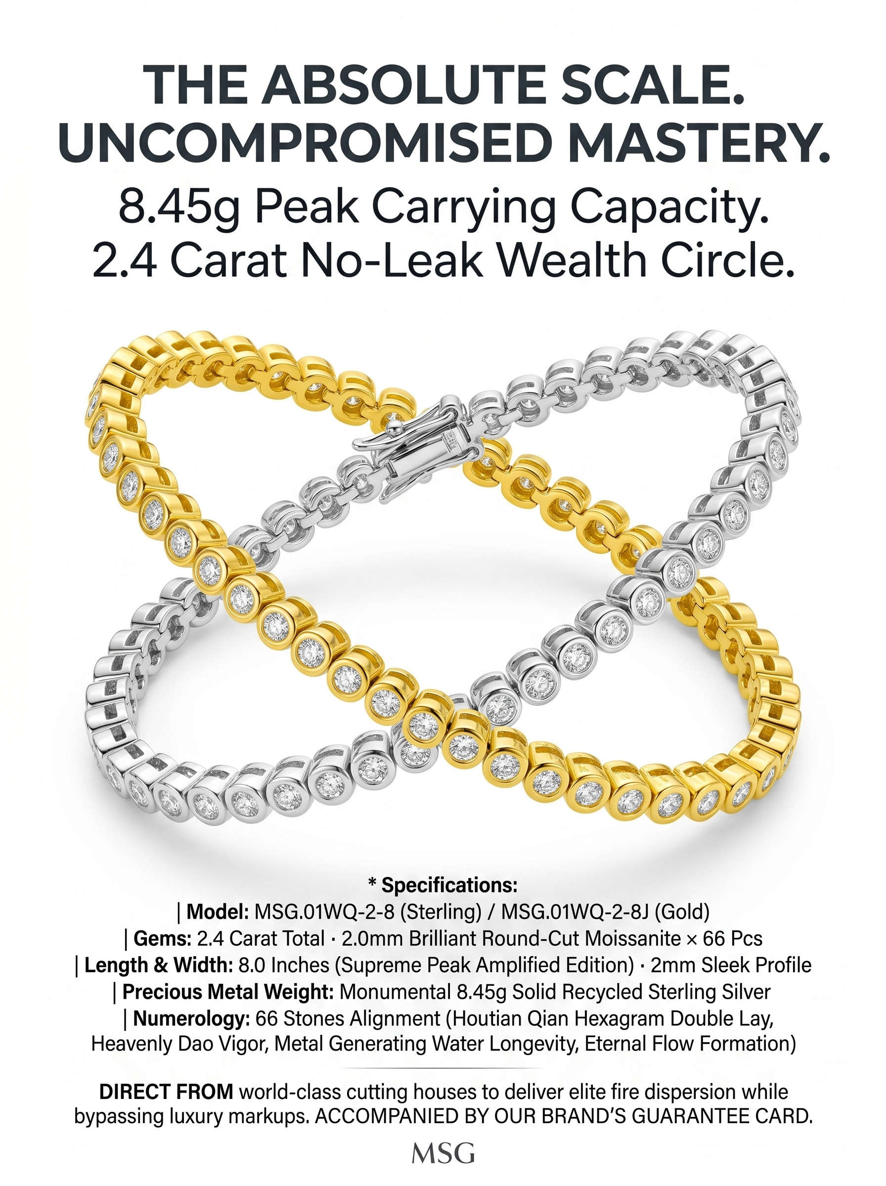 The Apex Loop Tennis Bracelet | 2.4ct Moissanite 8" | MSG.01WQ-2-8 Series