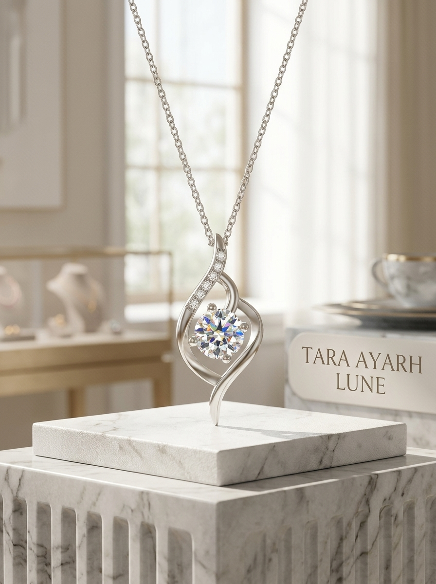 MSD.010 | The "Eternal Flow" Pendant: 1.0ct Round Brilliant Moissanite in a Kinetic S-Curve Silhouette