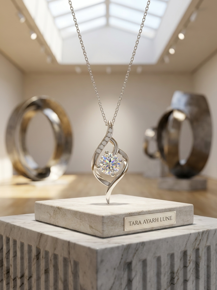 MSD.010 | The "Eternal Flow" Pendant: 1.0ct Round Brilliant Moissanite in a Kinetic S-Curve Silhouette