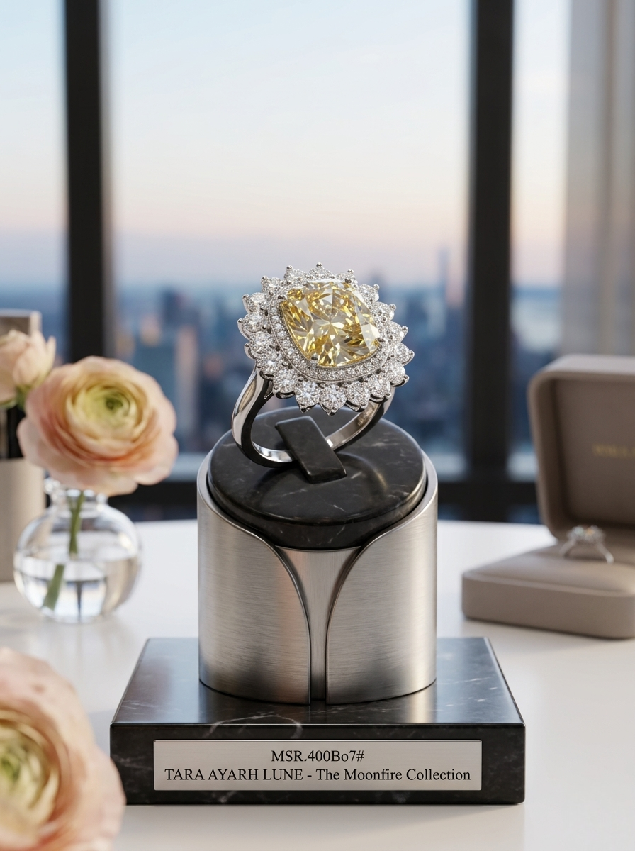 MSR.400Bo7#The Carbon Democratizer | 5ct Cushion-Cut "Space Rock" Moissanite Halo Ring - Future & Truth Edition