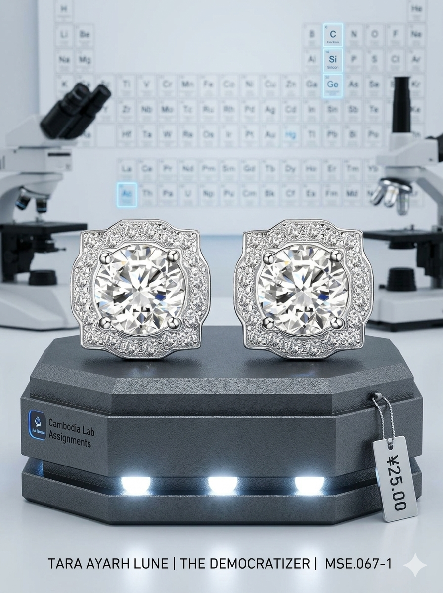 MSE.067 TARA AYARH LUNE "Heritage Halo" Studs | 2.6ctw Brilliant Moissanite in S925 Sterling Silver (Classic & 14K Gold Plated Editions)