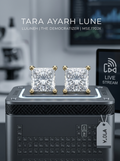 MSE.170 TARA AYARH LUNE | 2.0ctw Princess-Cut Moissanite Stud Earrings in S925 Sterling Silver | Classic & 18K Gold Finish Editions