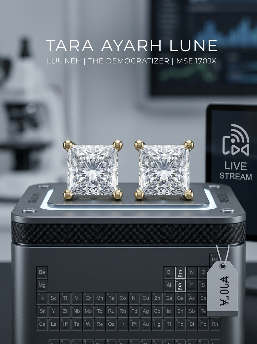 MSE.170 TARA AYARH LUNE | 2.0ctw Princess-Cut Moissanite Stud Earrings in S925 Sterling Silver | Classic & 18K Gold Finish Editions