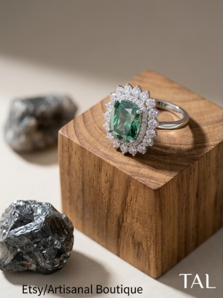 MSR.400Bo7#The Carbon Democratizer | 5ct Cushion-Cut "Space Rock" Moissanite Halo Ring - Future & Truth Edition