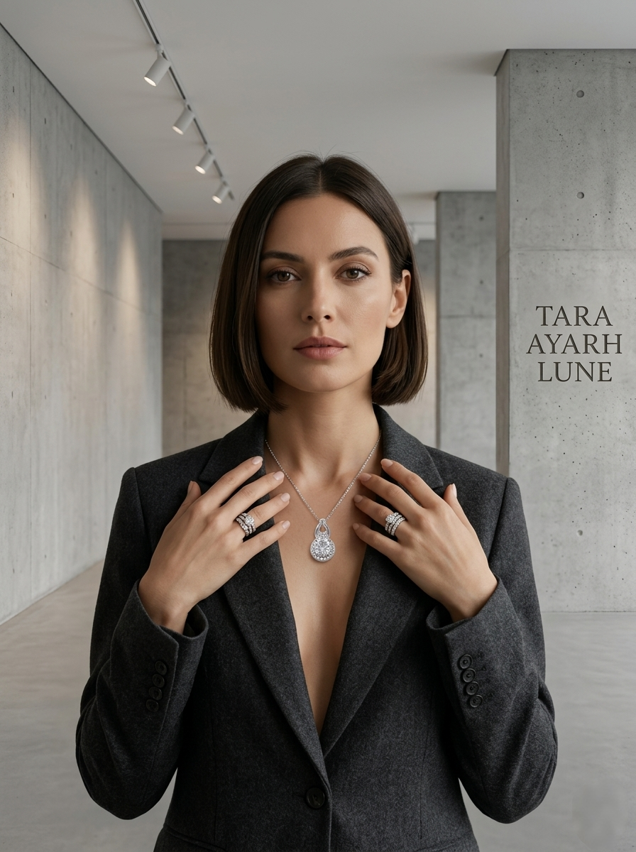 MSD.178|The "Prosperity Infinity" Y-Drop Pendant | 1.0ct Radiant Round Moissanite with Pavé-Crystal Ribbon & Royal Halo