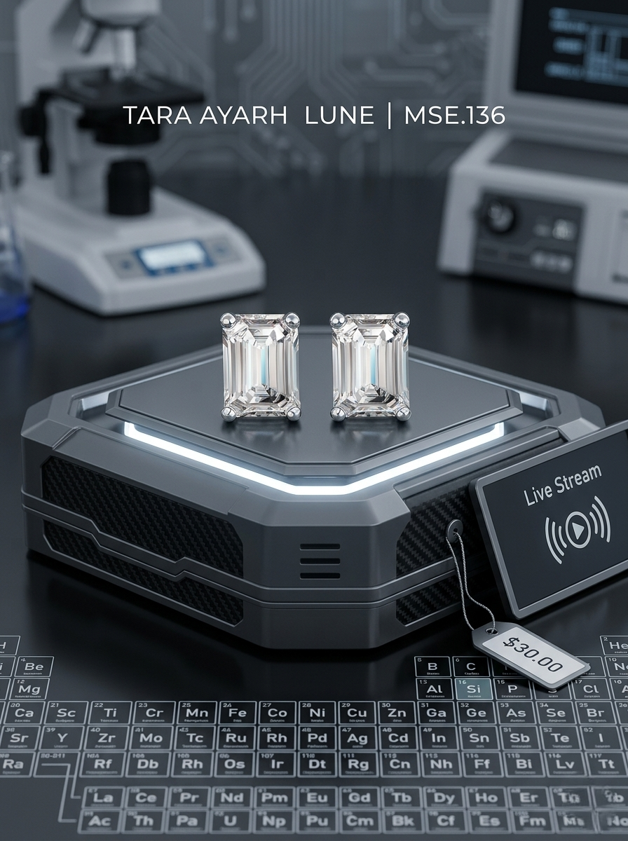 MSE.136 TARA AYARH LUNE | 2.0ctw Emerald-Cut Moissanite Stud Earrings in Genuine S925 Sterling Silver (Classic & 18K Gold Plated)