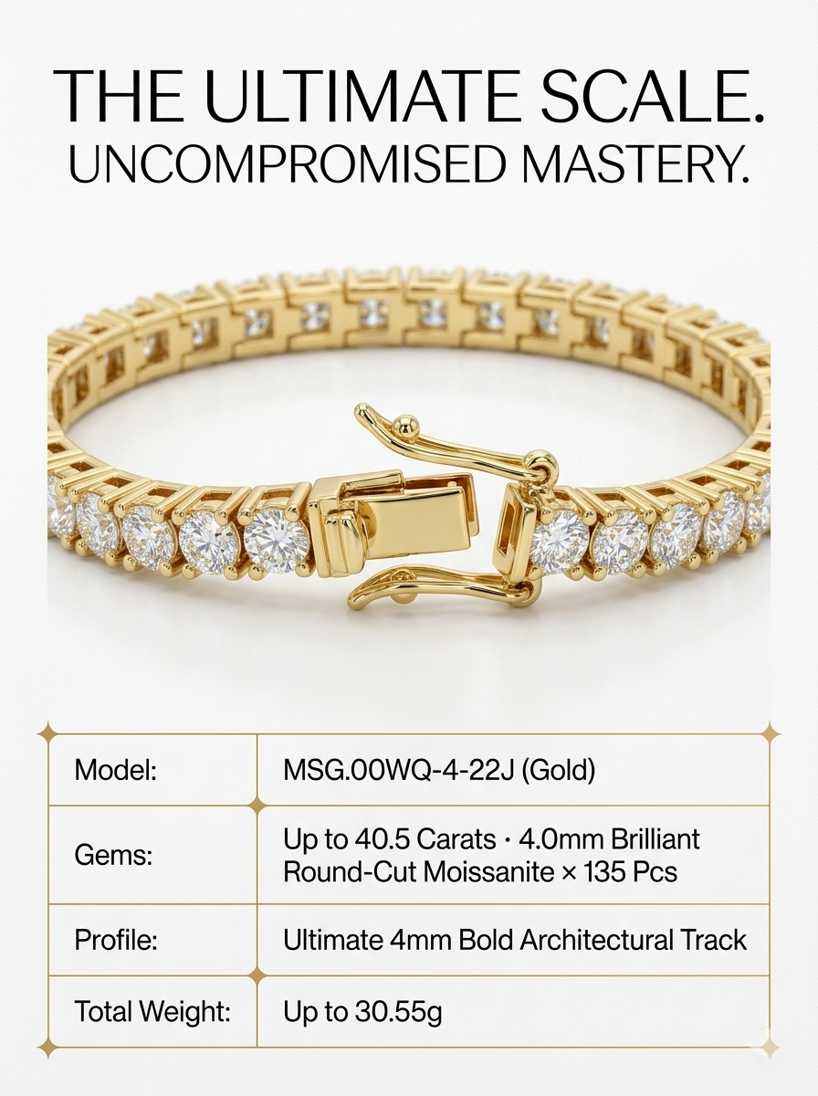 (MSG.00WQ-4 Series)The Sovereign Empire 4mm Bold Moissanite Tennis Chain