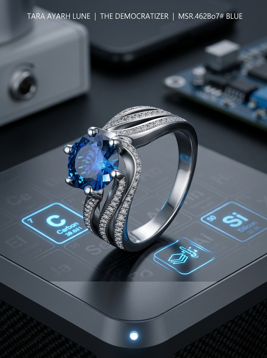 MSR.462 The "Nebula Swirl" Statement Ring | 3ct Hundred-Facet Moissanite (9mm) - Triple-Shank Pavé Wave Edition