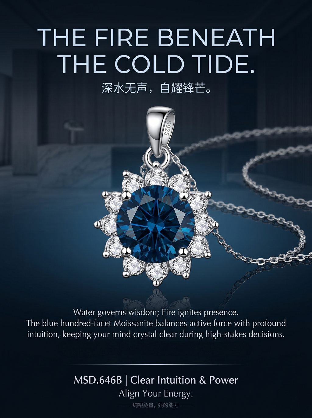 (MSD.646)The Solar Bloom 3-Carat Hundred-Facet Moissanite Pendant Necklace