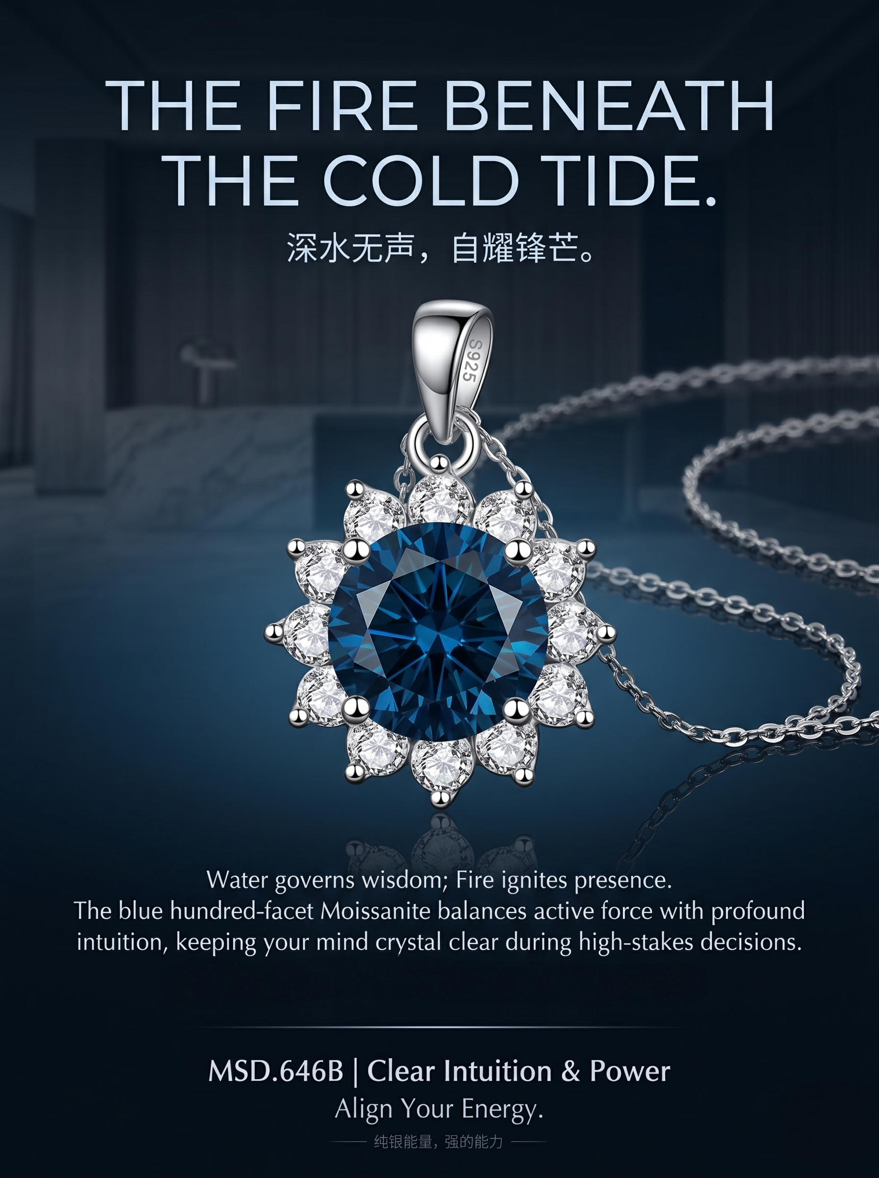 (MSD.646)The Solar Bloom 3-Carat Hundred-Facet Moissanite Pendant Necklace