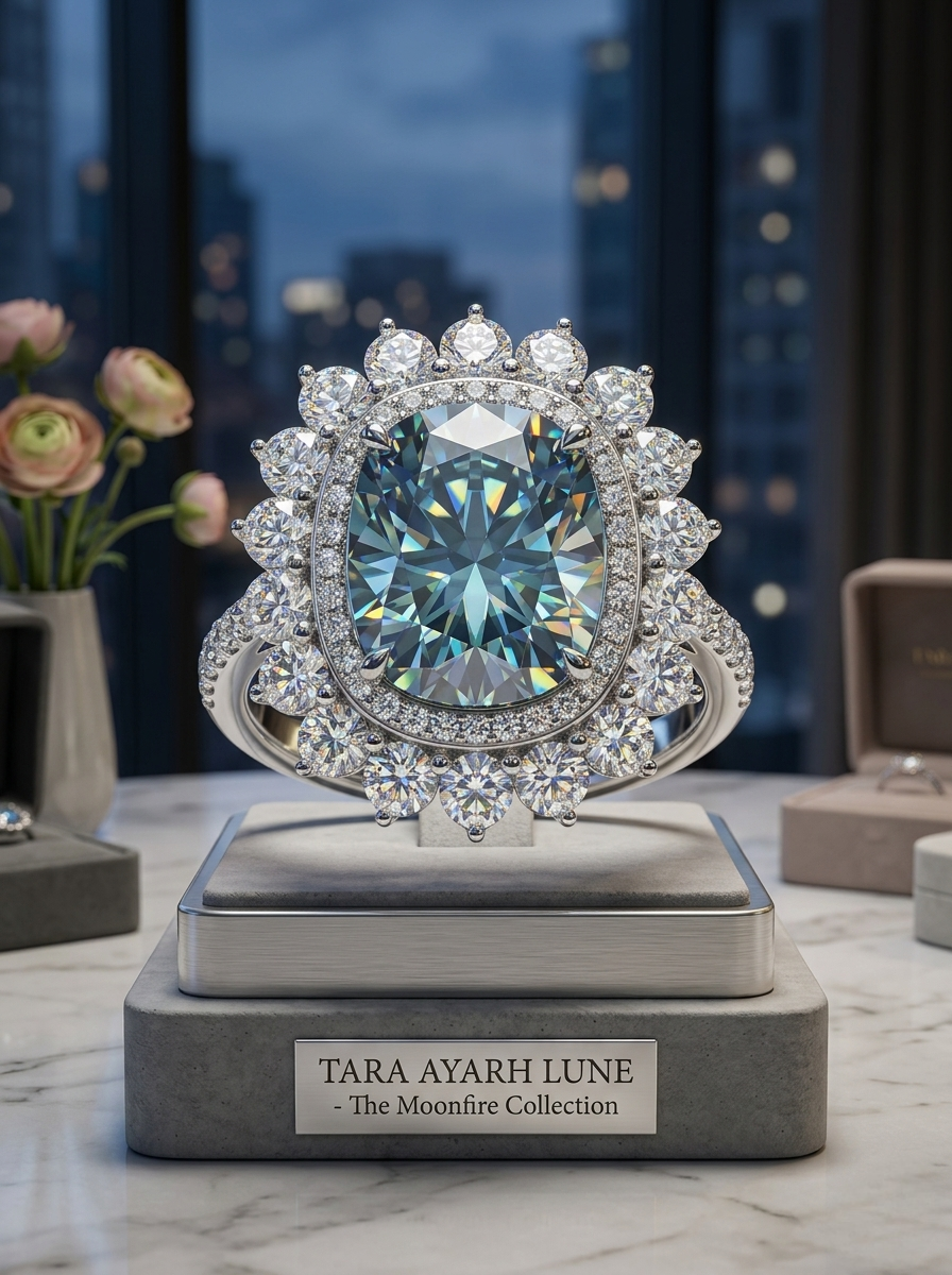 MSR.400Bo7#The Carbon Democratizer | 5ct Cushion-Cut "Space Rock" Moissanite Halo Ring - Future & Truth Edition