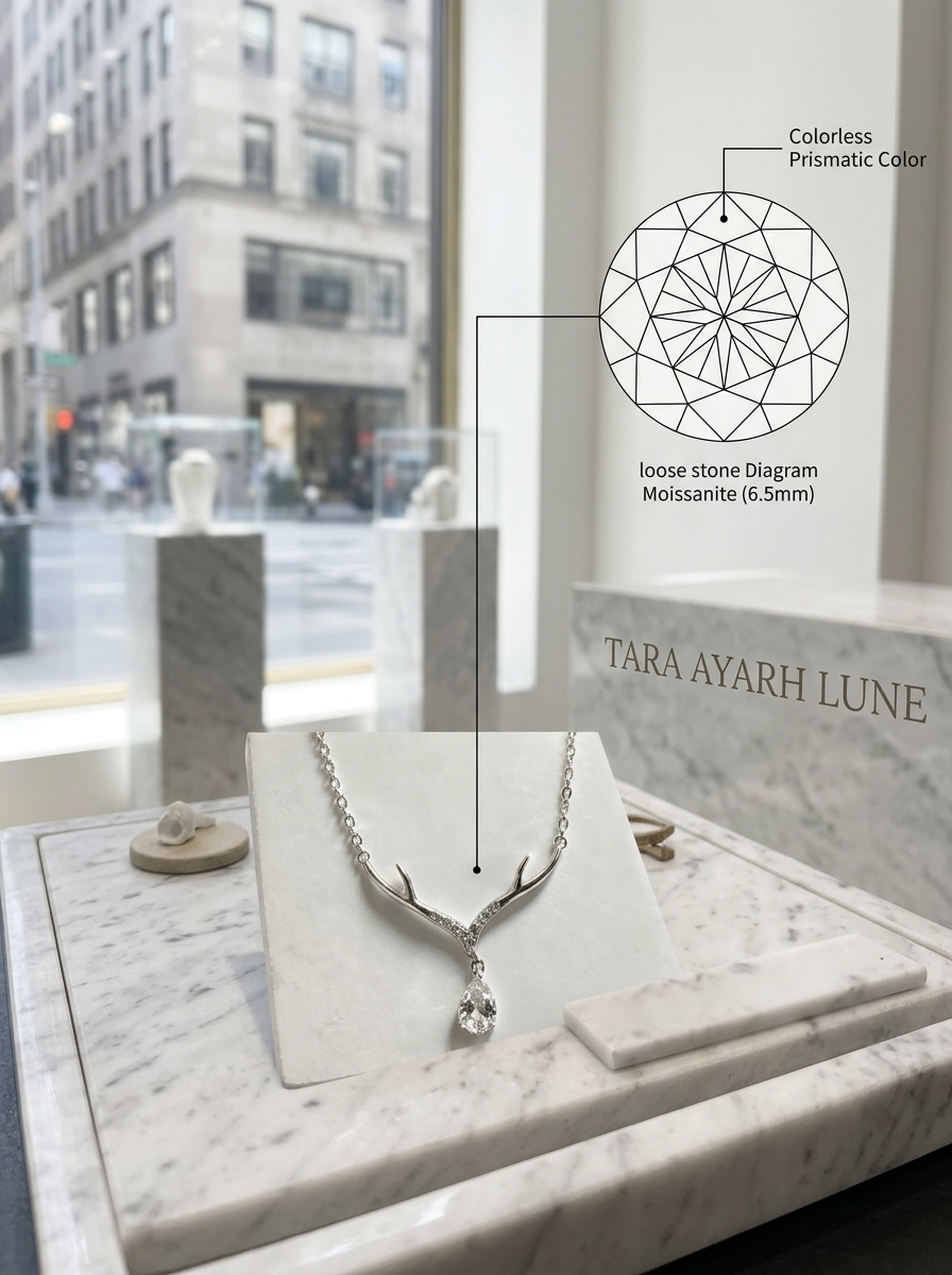 MSD.123|The "Forest Muse" Antler Pendant | 1.0ct Pear-Cut Moissanite Droplet in Sculptural Silver Branch Setting