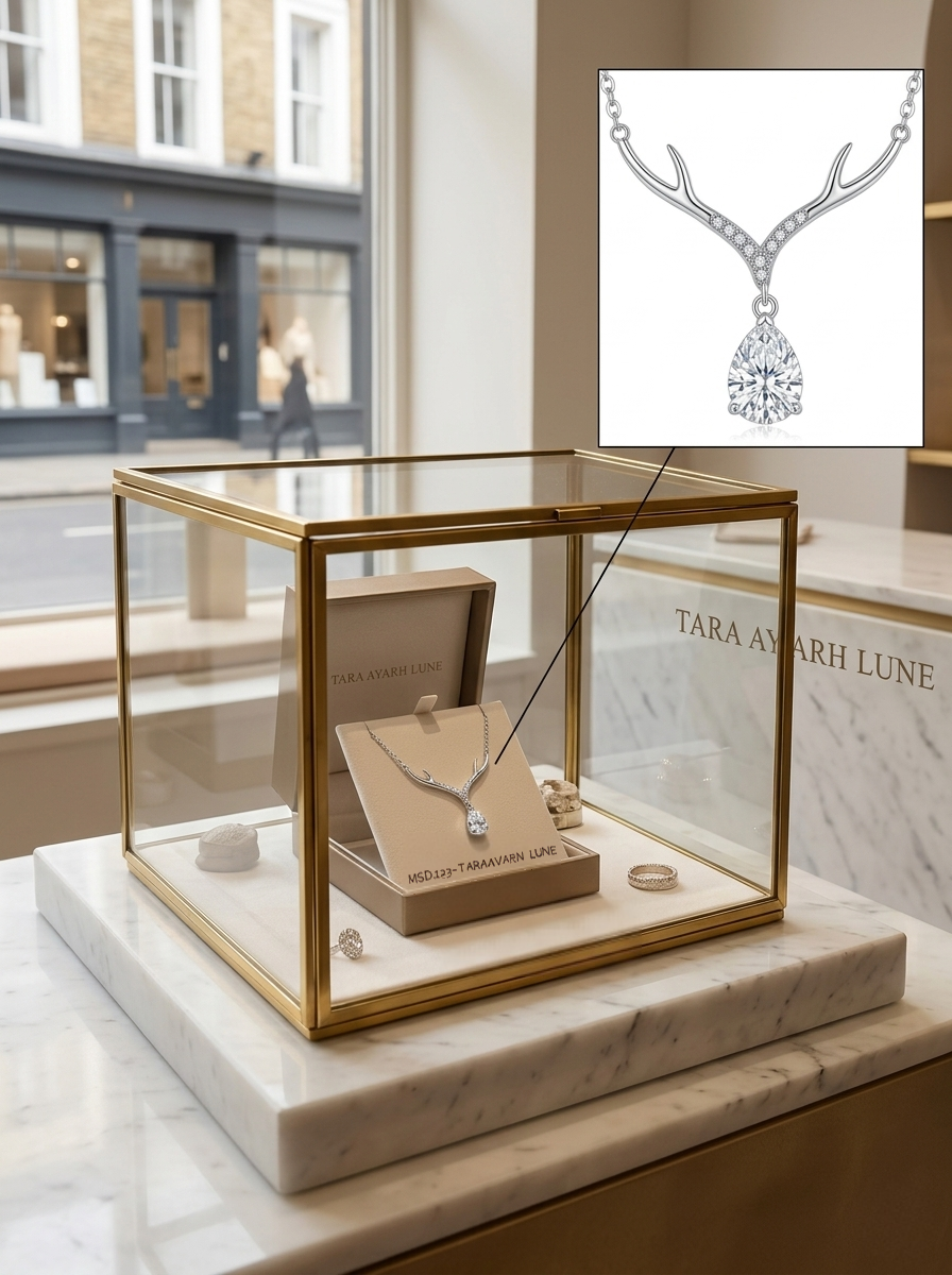 MSD.123|The "Forest Muse" Antler Pendant | 1.0ct Pear-Cut Moissanite Droplet in Sculptural Silver Branch Setting