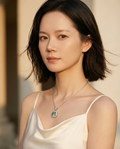 MSD.167G | "Forest Sanctuary" 2-Carat Green Moissanite Halo Necklace