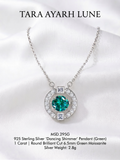 MSD.295G | "Zephyr Breath" 1-Carat Kinetic "Dancing" Round Brilliant Green Moissanite Pendant