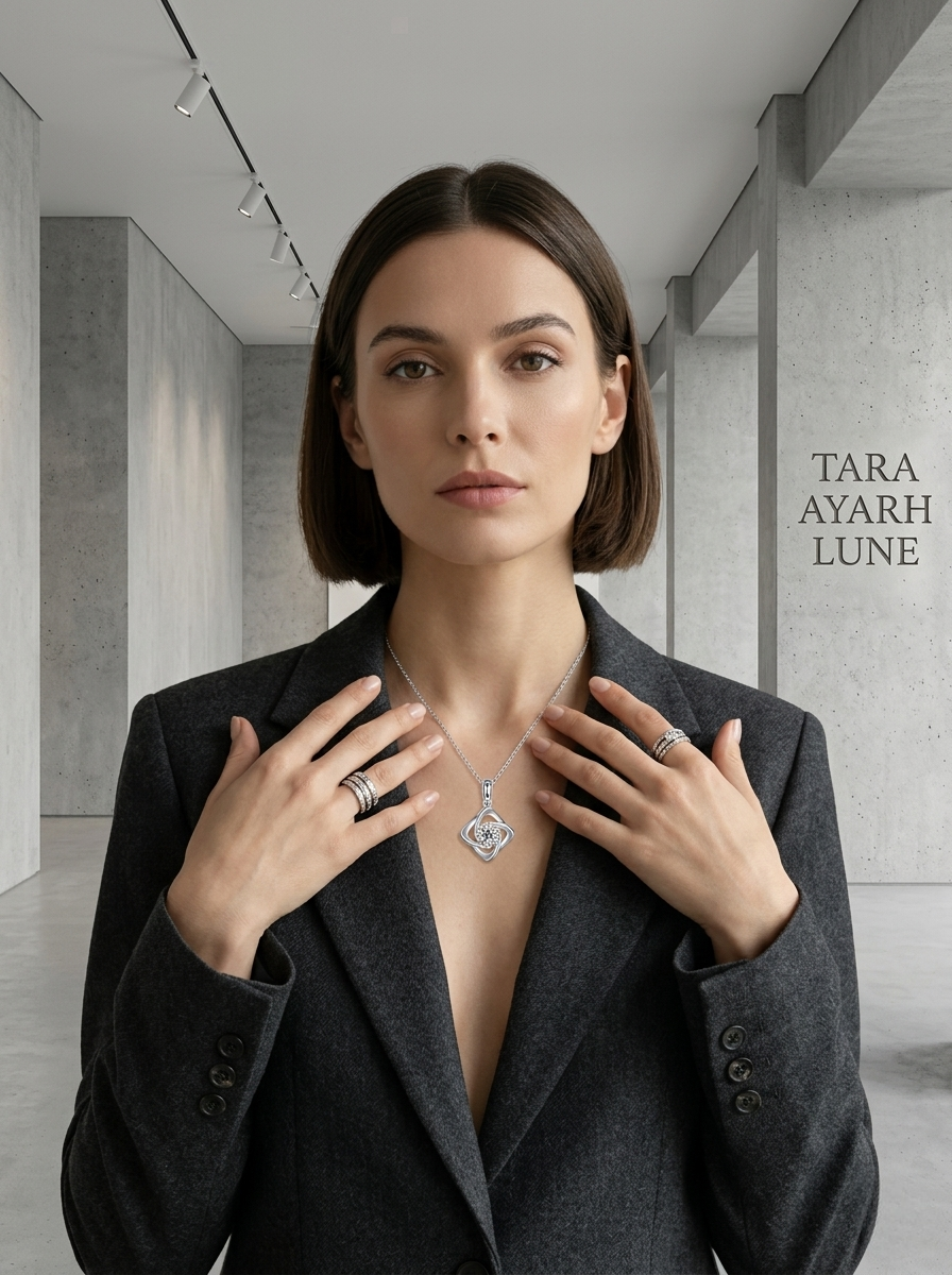 MSD.068|The "Lover’s Knot" Clover Pendant | 1.0ct Round-Cut Moissanite in Sculptural Twisted Frame