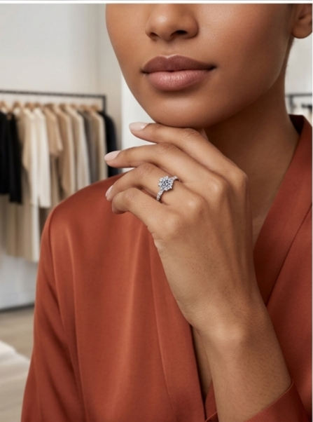 MSR.018 Modern Honeycomb Solitaire | 6.5mm Round Moissanite with Geometric Setting | TARA AYARH LUNE