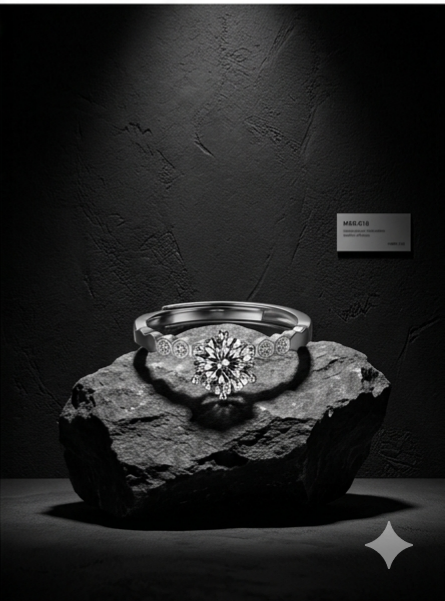 MSR.018 Modern Honeycomb Solitaire | 6.5mm Round Moissanite with Geometric Setting | TARA AYARH LUNE